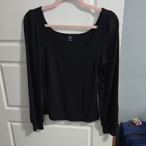 SHEIN Black Long Sleeve Fitted Blouse